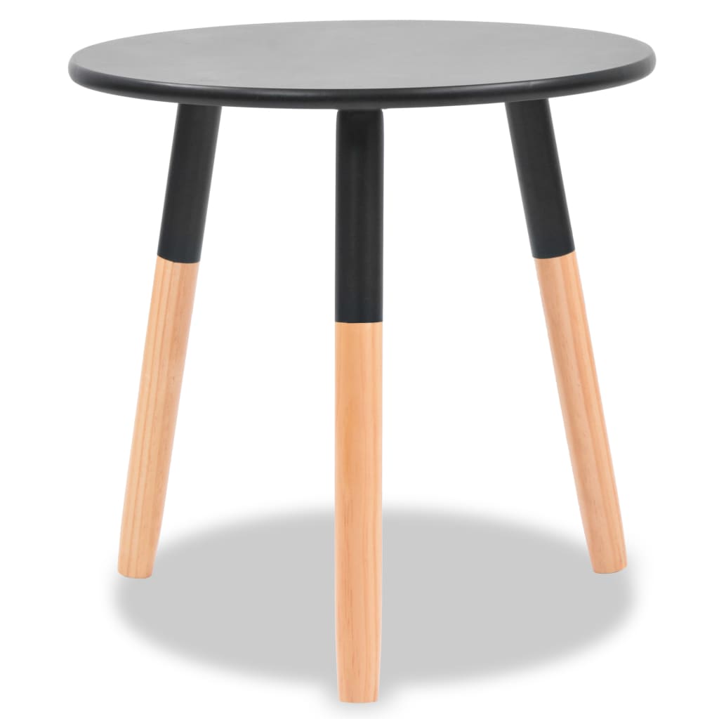 Side Table | Set of 2 | Black | Solid pinewood legs, MDF top | Small
