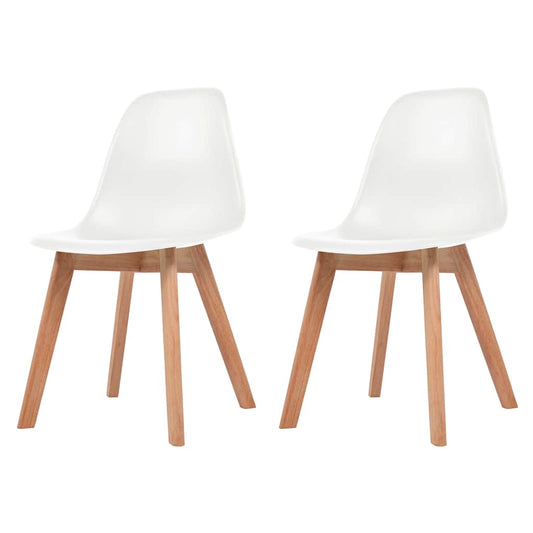 Dining Chair | Set of 2 | White | Plastic seat, rubberwood legs