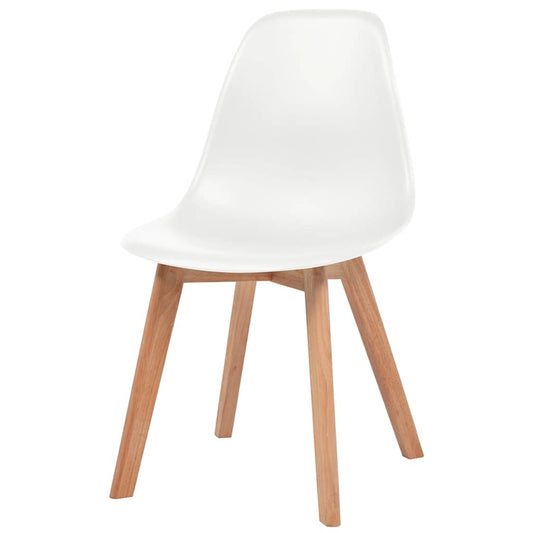 Dining Chair | Set of 2 | White | Plastic seat, rubberwood legs