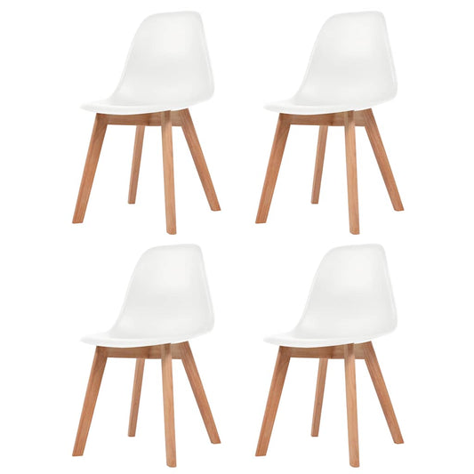Dining Chair | Set of 4 | White | Plastic, Rubberwood | Standard