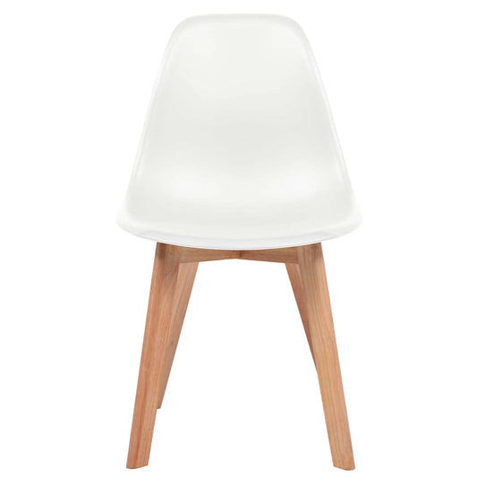 Dining Chair | Set of 6 | White | Plastic seat, solid rubberwood legs