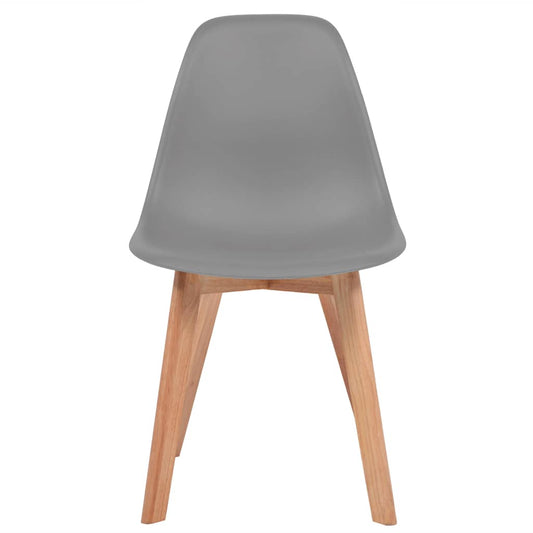 Dining Chair | Set of 4 | Grey | Plastic seat, Rubberwood legs | Standard