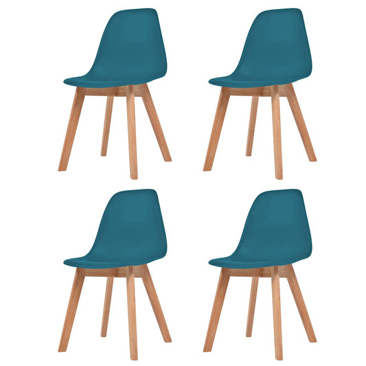 Dining Chair | Set of 4 | Turquoise | Plastic seat with rubberwood legs