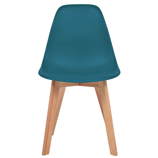 Dining Chair | Set of 4 | Turquoise | Plastic seat with rubberwood legs