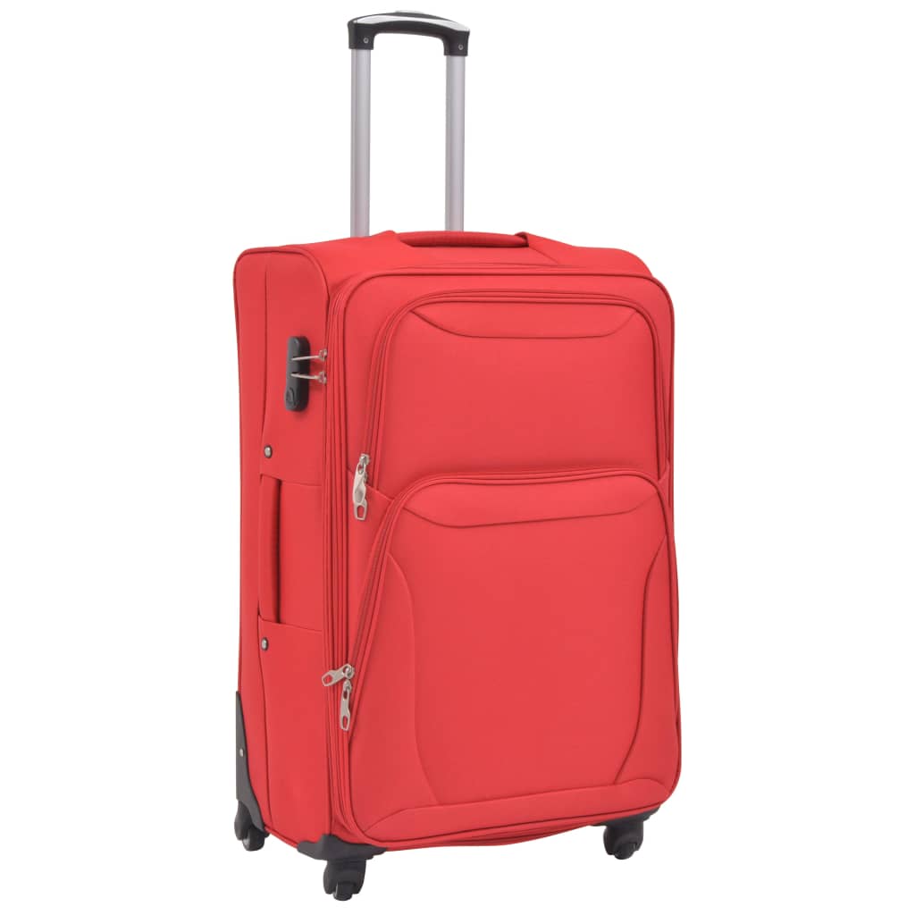 3 Piece Soft Case Trolley Set Red