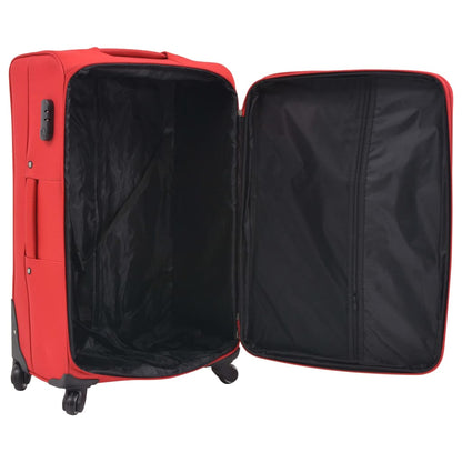 3 Piece Soft Case Trolley Set Red