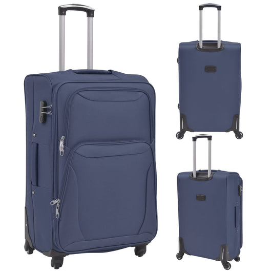 3 Piece Soft Case Trolley Set Navy Blue