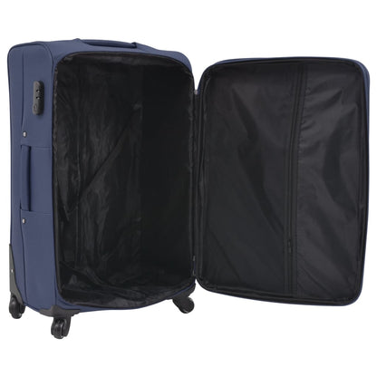 3 Piece Soft Case Trolley Set Navy Blue