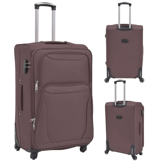 3 Piece Soft Case Trolley Set Coffee