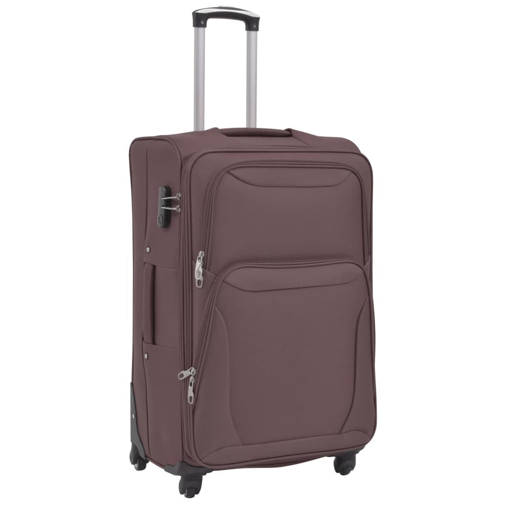 3 Piece Soft Case Trolley Set Coffee