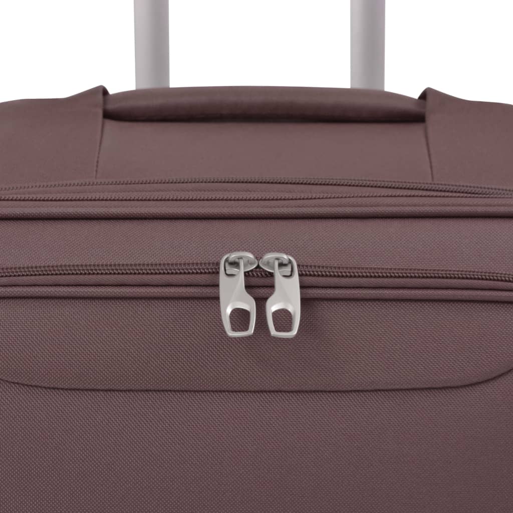 3 Piece Soft Case Trolley Set Coffee