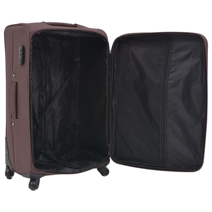 3 Piece Soft Case Trolley Set Coffee