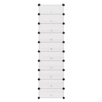 Interlocking Shoe Organiser with 10 Compartments White