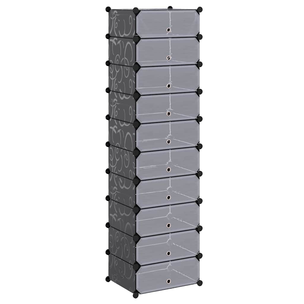 Interlocking Shoe Organiser with 10 Compartments Black