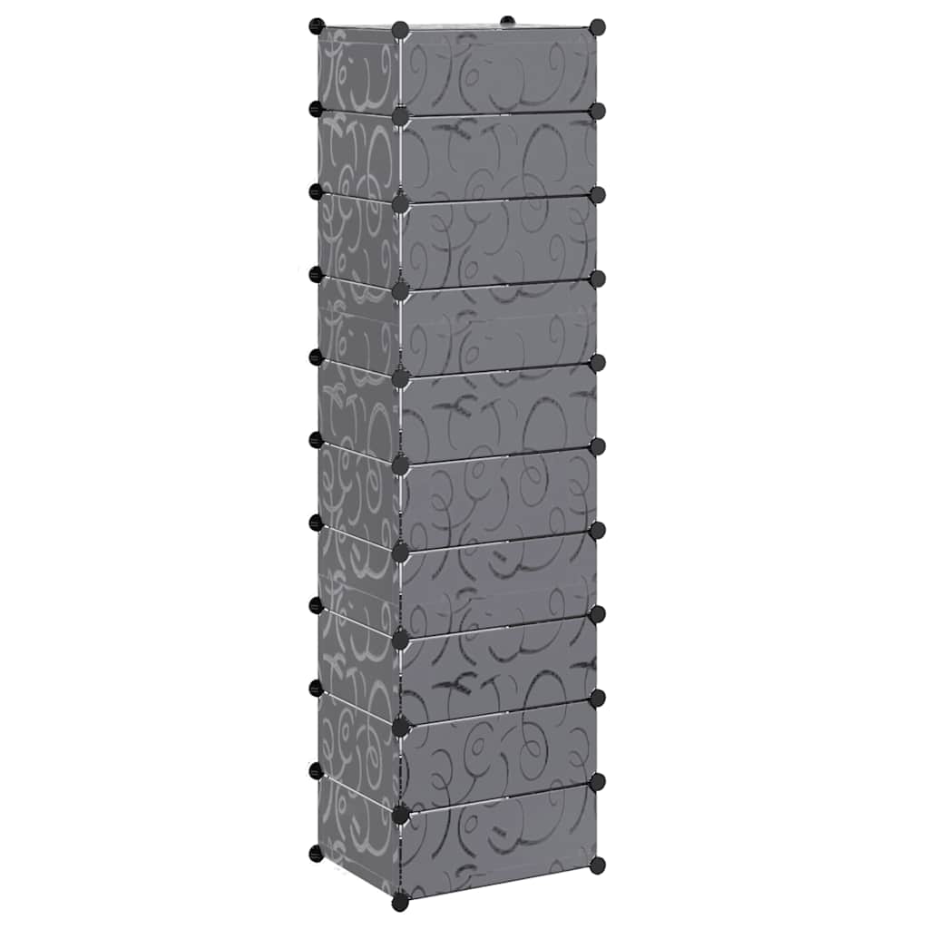 Interlocking Shoe Organiser with 10 Compartments Black