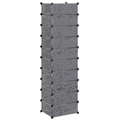 Interlocking Shoe Organiser with 10 Compartments Black