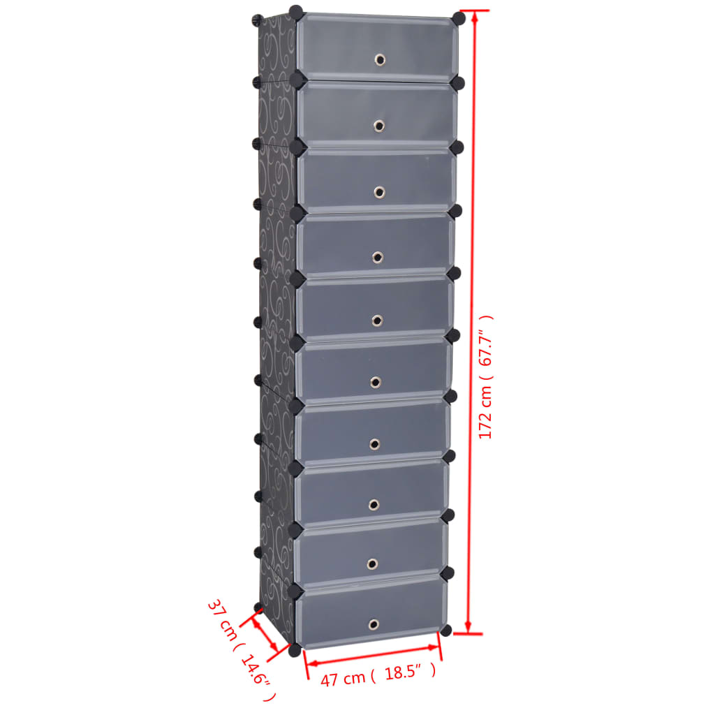 Shoe Organizer | Black and white | Plastic panels, Steel frames | Large
