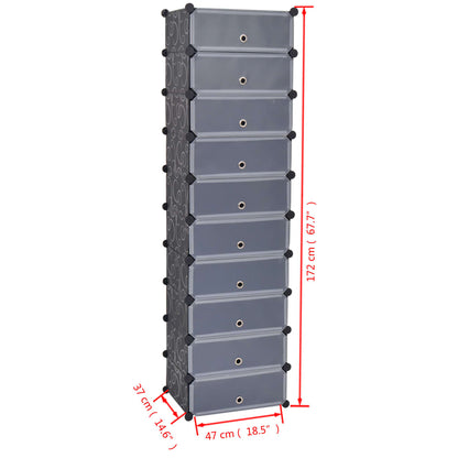Shoe Organizer | Black and white | Plastic panels, Steel frames | Large