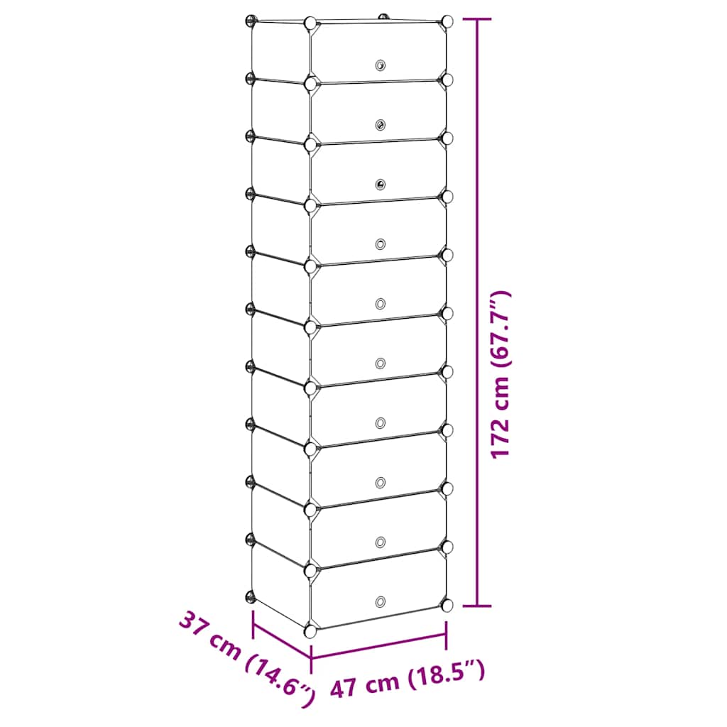 Shoe Organizer | Black and white | Plastic panels, Steel frames | Large