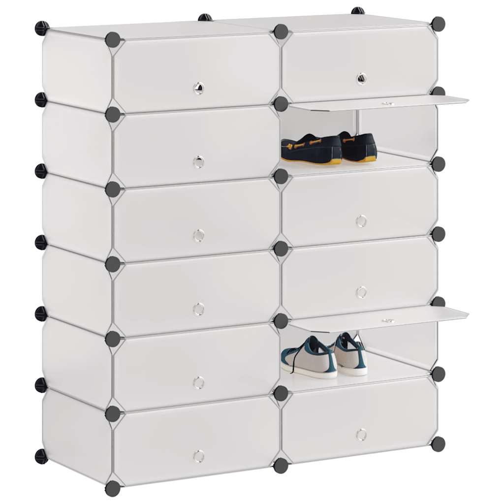 Interlocking Shoe Organiser with 12 Compartments White