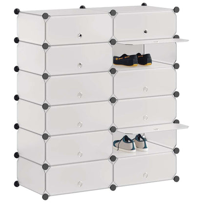 Interlocking Shoe Organiser with 12 Compartments White