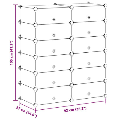 Interlocking Shoe Organiser with 12 Compartments White