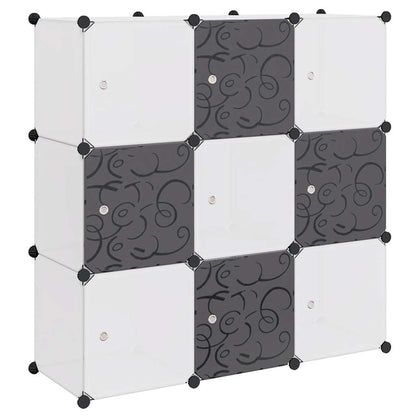 Storage Cube Organiser with 9 Compartments Black and White