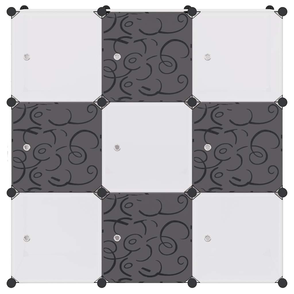 Storage Cube Organiser with 9 Compartments Black and White