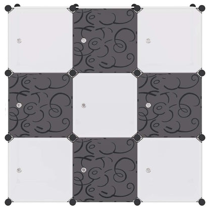 Storage Cube Organiser with 9 Compartments Black and White