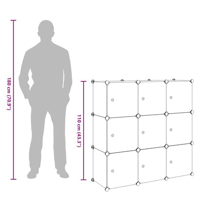 Storage Cube Organiser with 9 Compartments Black and White