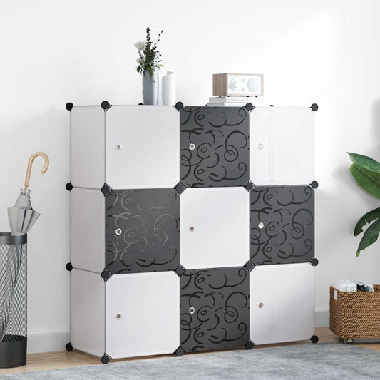 244924 vidaXL Storage Cube Organiser with 9 Compartments Black and White