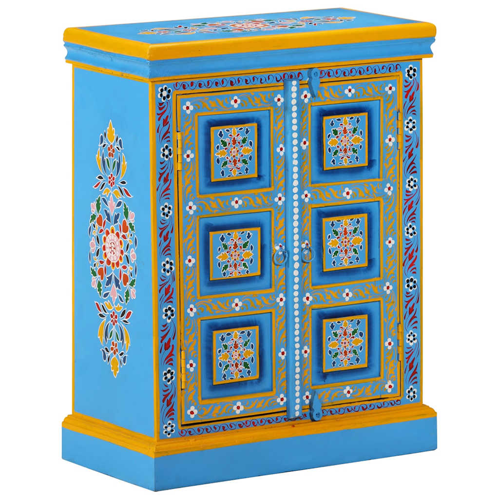 244838 vidaXL Sideboard Solid Mango Wood Turquoise Hand Painted