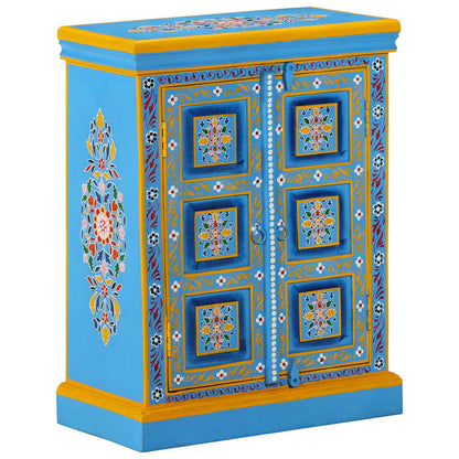 244838 vidaXL Sideboard Solid Mango Wood Turquoise Hand Painted