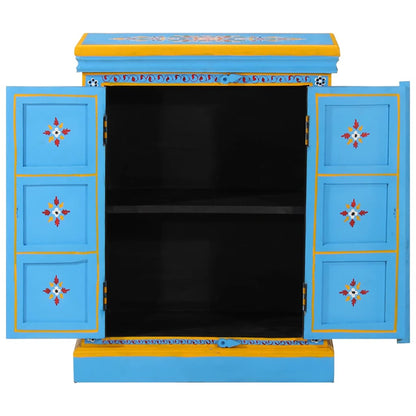 244838 vidaXL Sideboard Solid Mango Wood Turquoise Hand Painted
