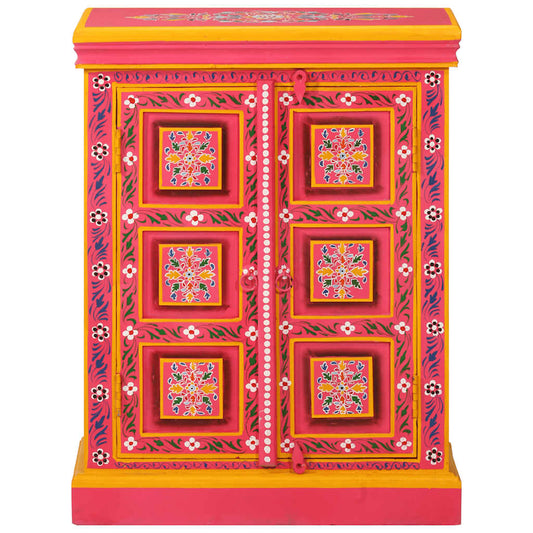 Sideboard Solid Mango Wood Pink Hand Painted