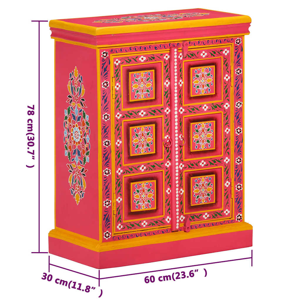 Sideboard Solid Mango Wood Pink Hand Painted