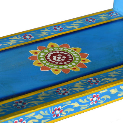 Sideboard with Drawers Solid Mango Wood Turquoise Hand Painted