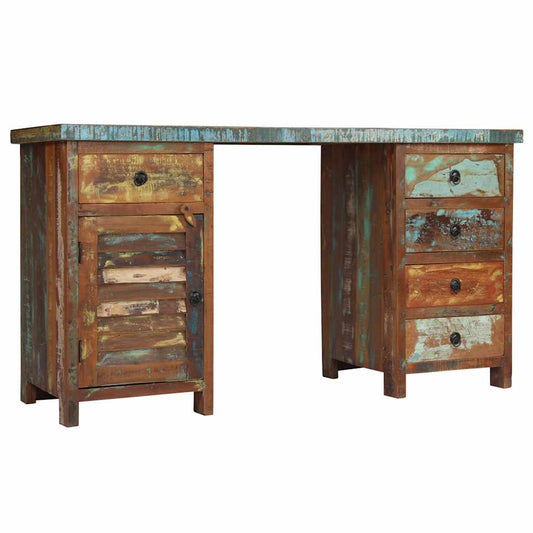 244846 vidaXL Pedestal Desk Solid Reclaimed Wood 140x50x77 cm