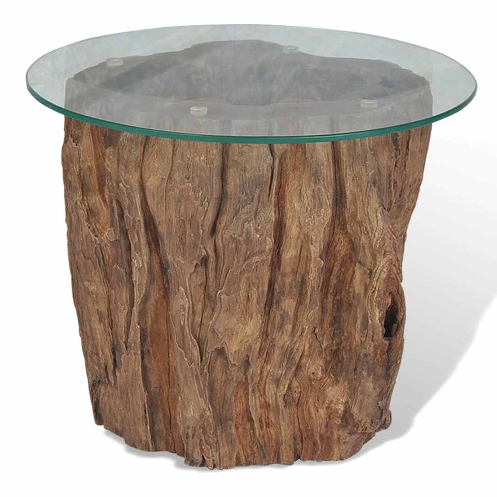 245069 vidaXL Coffee Table Teak Glass 50x40 cm