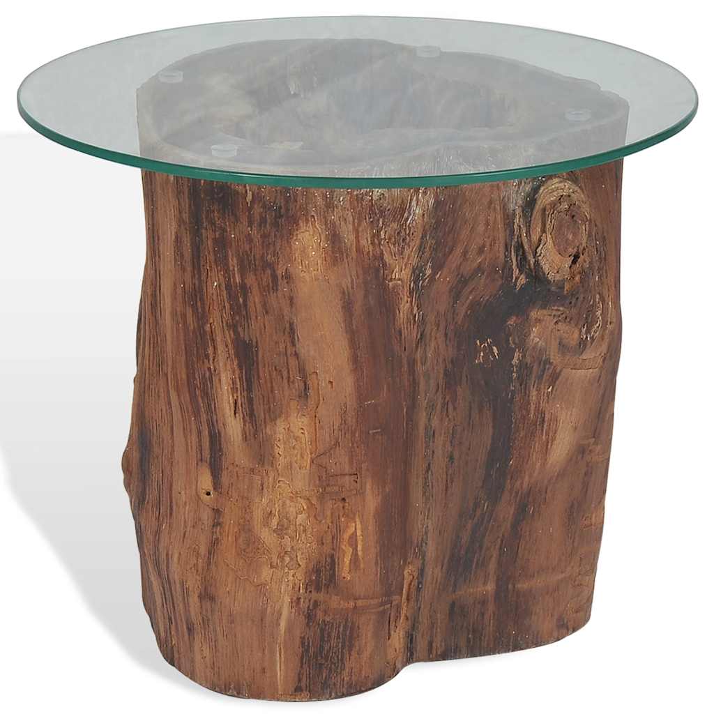 245069 vidaXL Coffee Table Teak Glass 50x40 cm