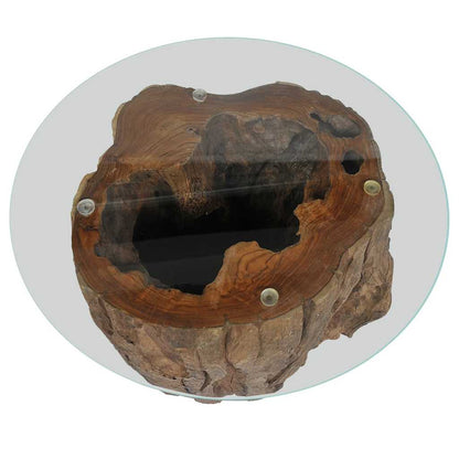 Coffee Table Teak Glass 50x40 cm