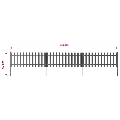 42826 vidaXL Picket Fence with Posts 3 pcs WPC 600x60 cm