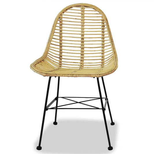 Dining Chair | Set of 2 | Beige | Natural rattan and wrought iron