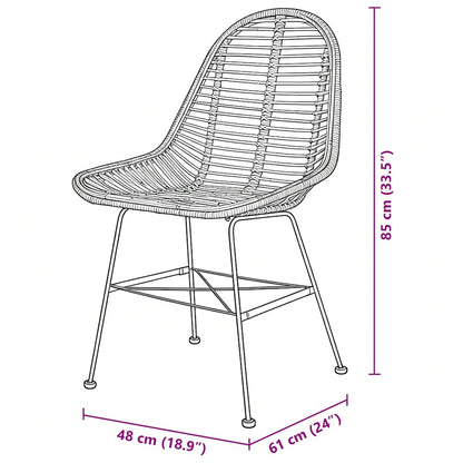 Dining Chairs 2 pcs Black Natural Rattan