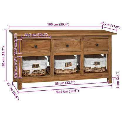 Sideboard Solid Mahogany Wood 100x30x50 cm