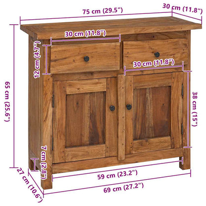 244490 vidaXL Sideboard Solid Mahogany Wood 75x30x65 cm