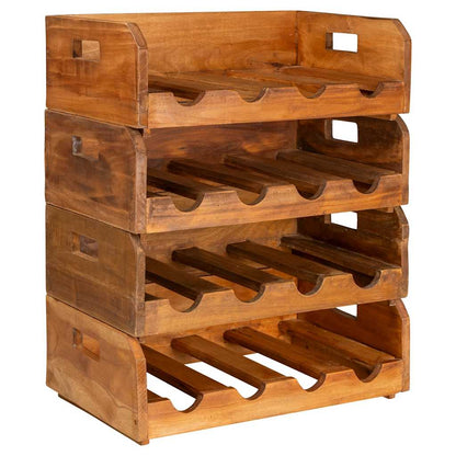 Wine Racks 4 pcs for 16 Bottles Solid Mahogany Wood