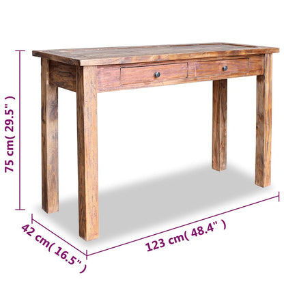 244494 vidaXL Console Table Solid Mahogany Wood 123x42x75 cm