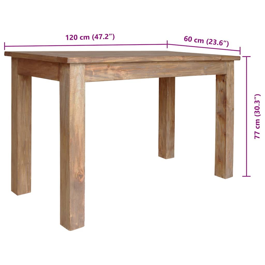 Dining Table Solid Mahogany Wood 120x60x77 cm