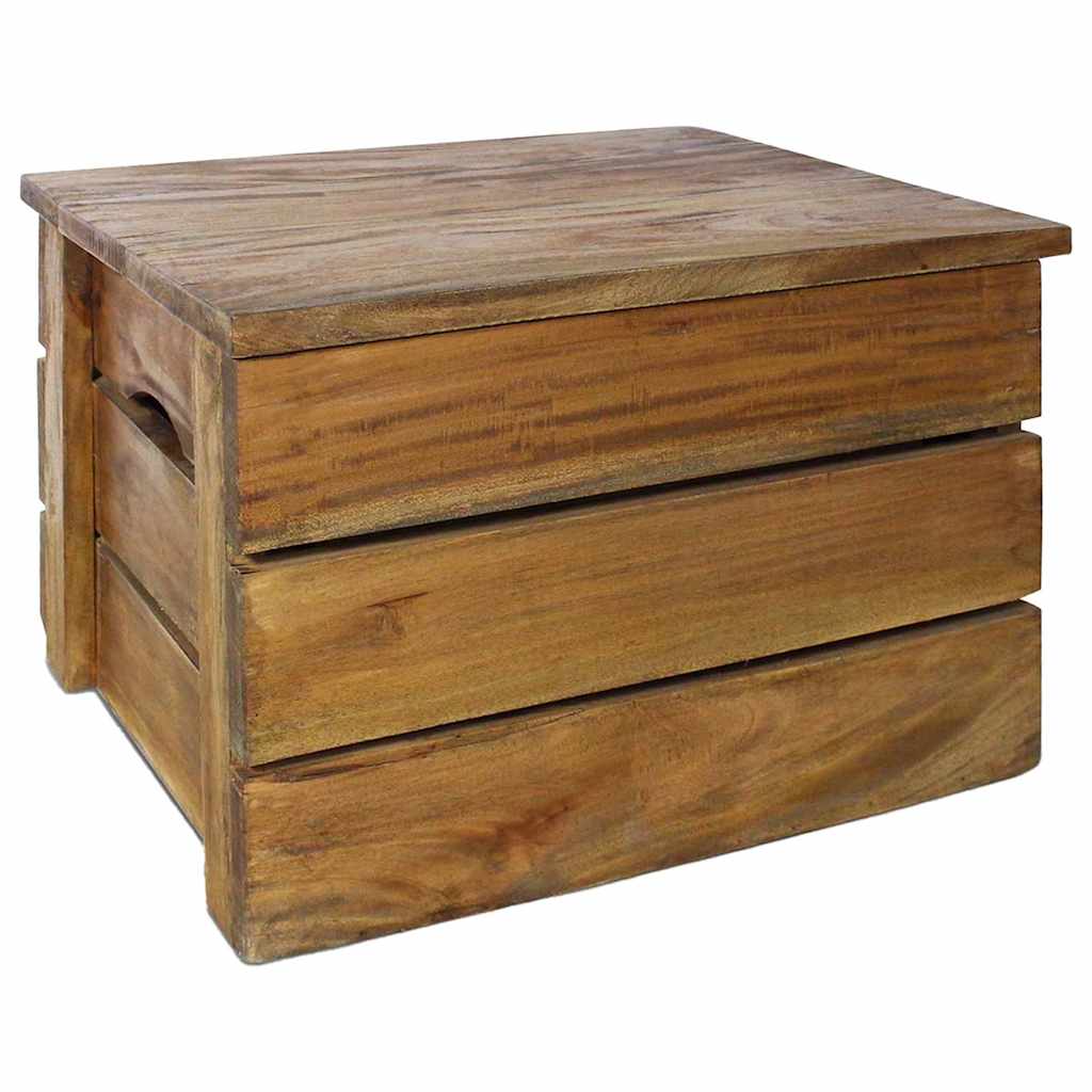 Storage Crate Set 2 Pieces Solid Mahogany Wood